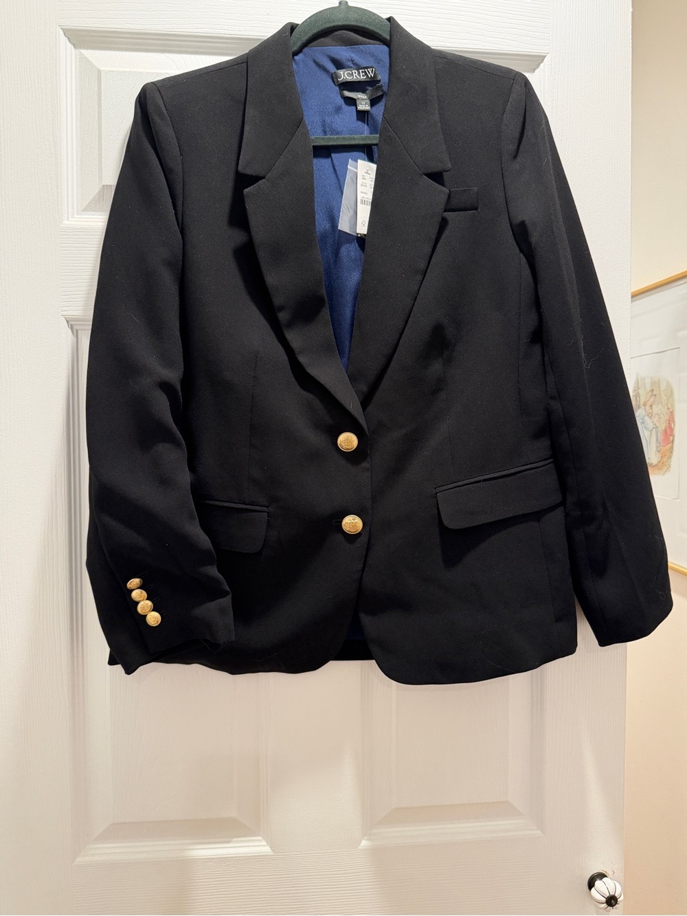 J. Crew Women’s Black Single-Breasted Blazer with Gold Buttons